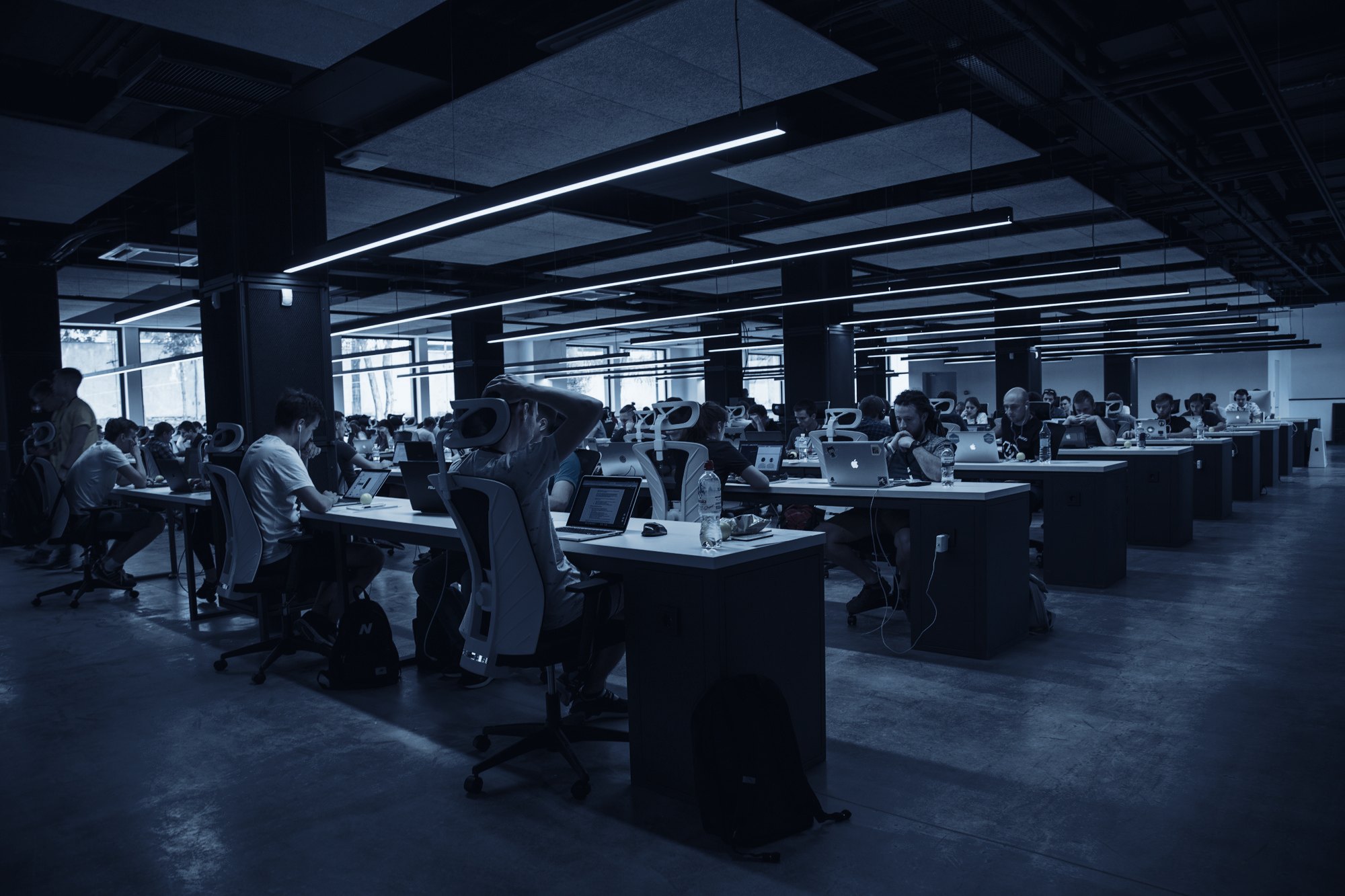 An open-plan office floor at work